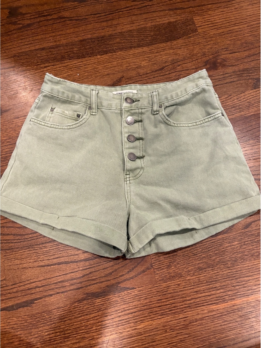 Billabong High Waist Light Green Denim Shorts Size 29